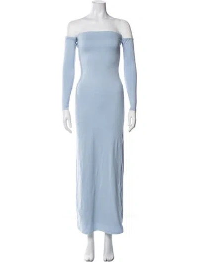 Pre-owned Bumpsuit Off-the-shoulder Long Dress In Blue