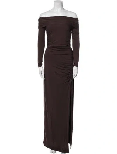 Pre-owned Bumpsuit Off-the-shoulder Long Dress In Brown