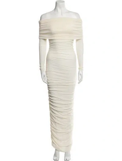 Pre-owned Bumpsuit Off-the-shoulder Long Dress In Neutral