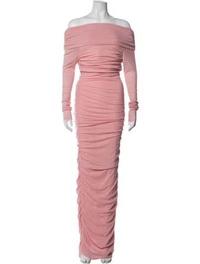 Pre-owned Bumpsuit Off-the-shoulder Long Dress In Pink