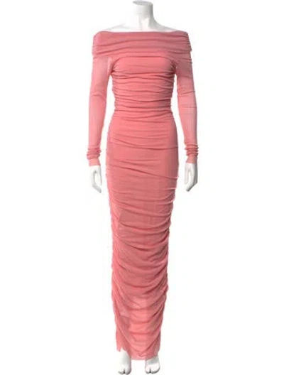 Pre-owned Bumpsuit Off-the-shoulder Long Dress In Pink