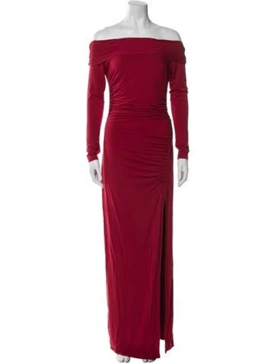 Pre-owned Bumpsuit Off-the-shoulder Long Dress In Red