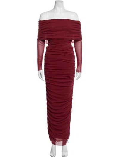 Pre-owned Bumpsuit Off-the-shoulder Long Dress In Red