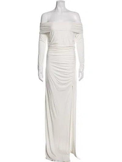 Pre-owned Bumpsuit Off-the-shoulder Long Dress In White