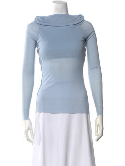 Pre-owned Bumpsuit Off-the-shoulder Long Sleeve Top W/ Tags In Blue