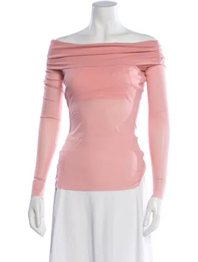 Pre-owned Bumpsuit Off-the-shoulder Long Sleeve Top W/ Tags In Pink