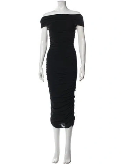 Pre-owned Bumpsuit Off-the-shoulder Midi Length Dress In Black
