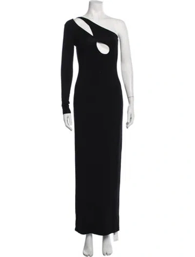 Pre-owned Bumpsuit One-shoulder Long Dress In Black