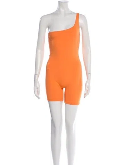 Pre-owned Bumpsuit One-shoulder Romper In Orange