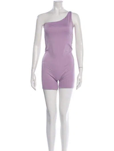 Pre-owned Bumpsuit One-shoulder Romper In Purple