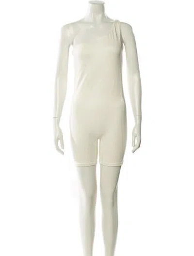 Pre-owned Bumpsuit One-shoulder Romper In White