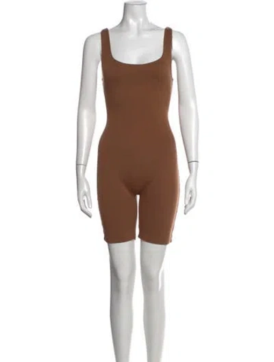 Pre-owned Bumpsuit Scoop Neck Jumpsuit In Brown