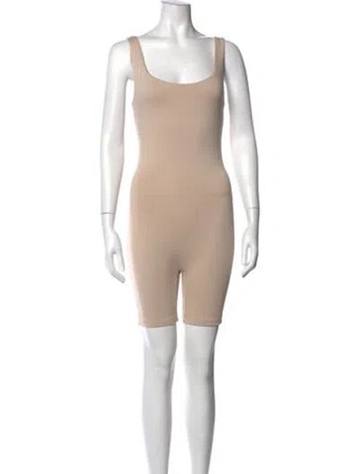 Pre-owned Bumpsuit Scoop Neck Jumpsuit In Neutral