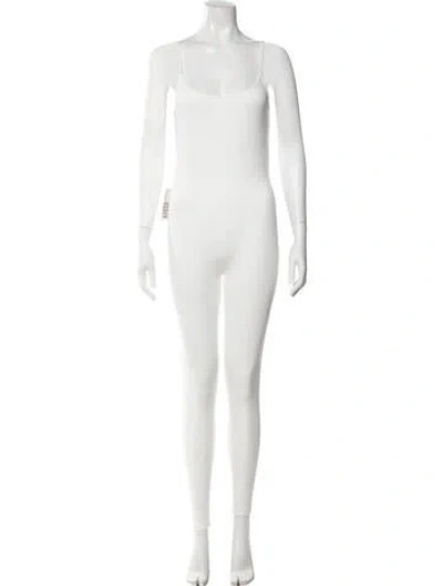 Pre-owned Bumpsuit Scoop Neck Jumpsuit In White