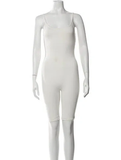 Pre-owned Bumpsuit Scoop Neck Jumpsuit In White