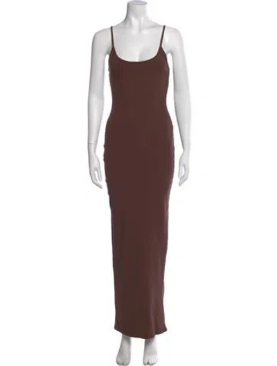 Pre-owned Bumpsuit Scoop Neck Long Dress In Brown