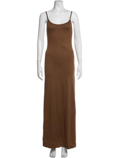 Pre-owned Bumpsuit Scoop Neck Long Dress W/ Tags In Brown