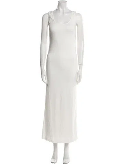 Pre-owned Bumpsuit Scoop Neck Long Dress In White