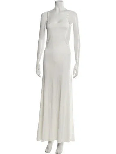 Pre-owned Bumpsuit Scoop Neck Long Dress In White