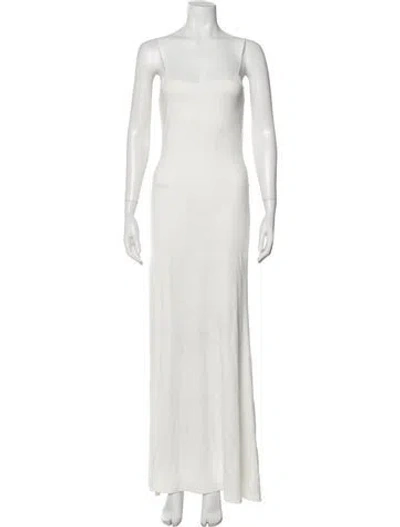 Pre-owned Bumpsuit Scoop Neck Long Dress In White