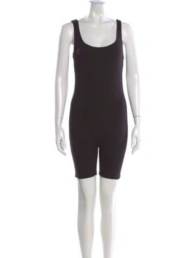 Pre-owned Bumpsuit Scoop Neck Romper In Black