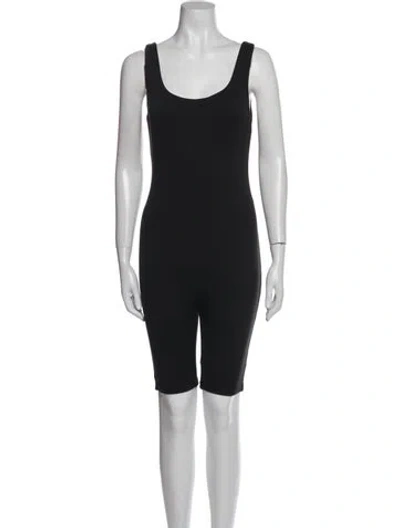 Pre-owned Bumpsuit Scoop Neck Romper In Black
