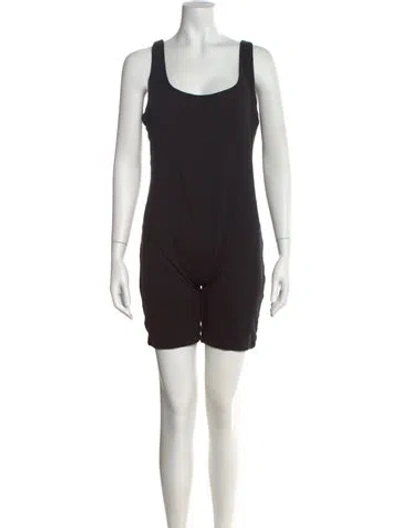 Pre-owned Bumpsuit Scoop Neck Romper In Black