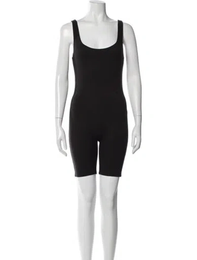 Pre-owned Bumpsuit Scoop Neck Romper In Black