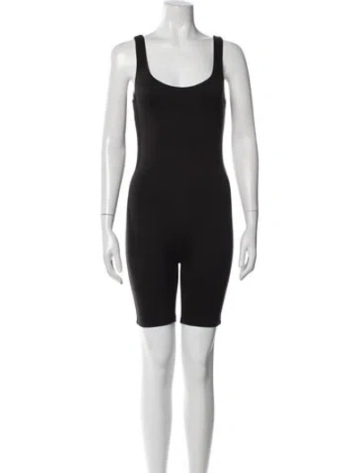 Pre-owned Bumpsuit Scoop Neck Romper In Black