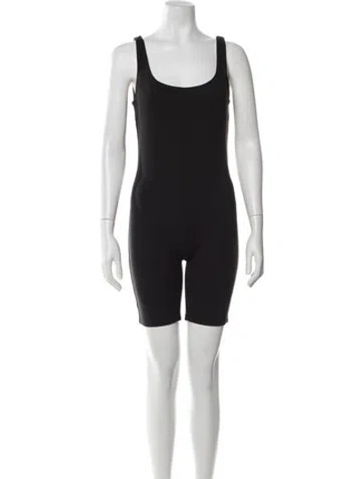 Pre-owned Bumpsuit Scoop Neck Romper In Black
