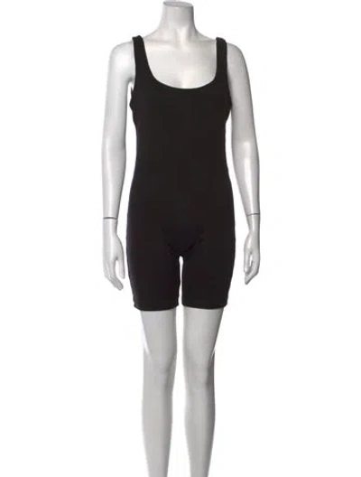 Pre-owned Bumpsuit Scoop Neck Romper In Black