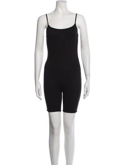 Pre-owned Bumpsuit Scoop Neck Romper In Black