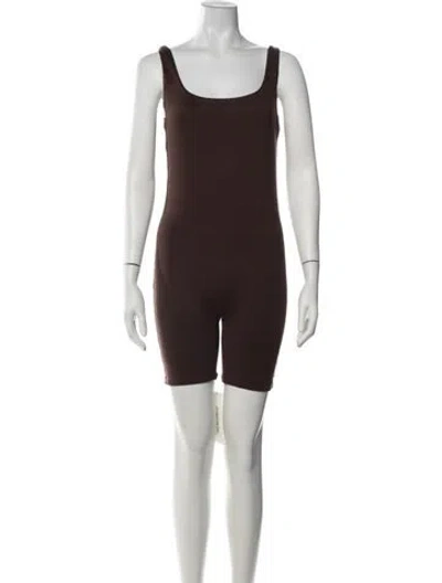 Pre-owned Bumpsuit Scoop Neck Romper In Brown