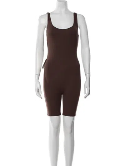 Pre-owned Bumpsuit Scoop Neck Romper W/ Tags In Brown