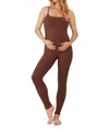 Bumpsuit Sculpting Rib Soft Maternity Unitard Jumpsuit In Brown In Brown