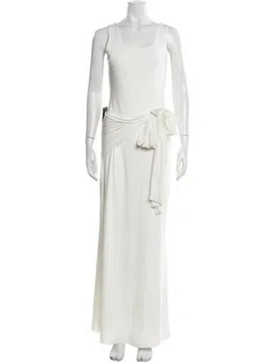 Pre-owned Bumpsuit Square Neckline Long Dress In Neutrals/white