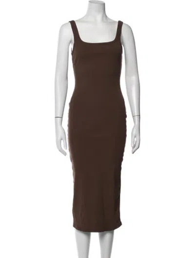 Pre-owned Bumpsuit Square Neckline Midi Length Dress In Brown