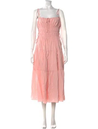 Pre-owned Bumpsuit Square Neckline Midi Length Dress W/ Tags In Pink