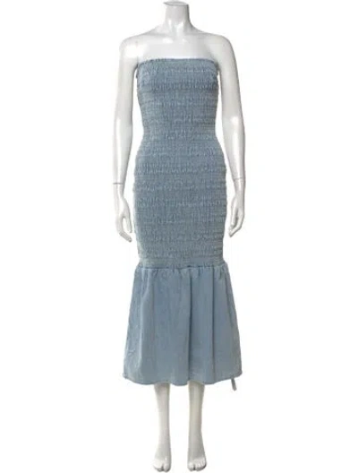 Pre-owned Bumpsuit Strapless Midi Length Dress In Blue