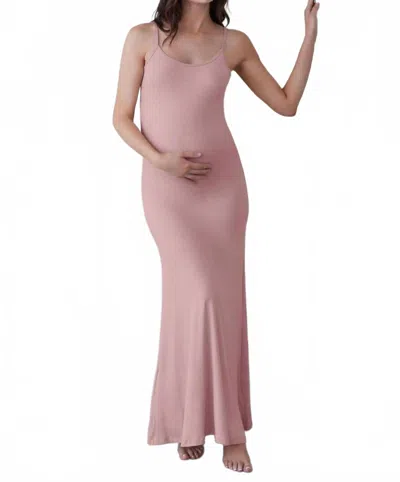 Bumpsuit Stretch Tank Maternity Dress In Dusty Rose In Multi