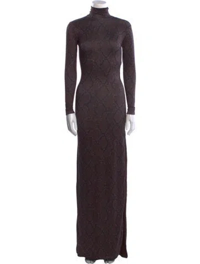 Pre-owned Bumpsuit Turtleneck Long Dress In Purple