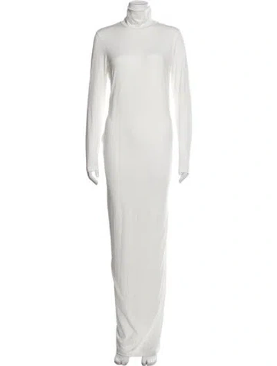Pre-owned Bumpsuit Turtleneck Long Dress In White