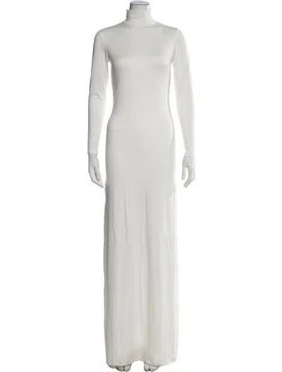 Pre-owned Bumpsuit Turtleneck Long Dress In White