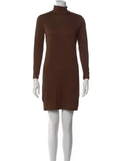 Pre-owned Bumpsuit Turtleneck Mini Dress In Brown