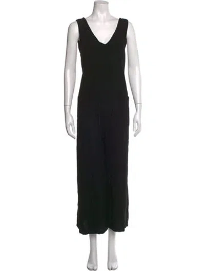 Pre-owned Bumpsuit V-neck Jumpsuit In Black