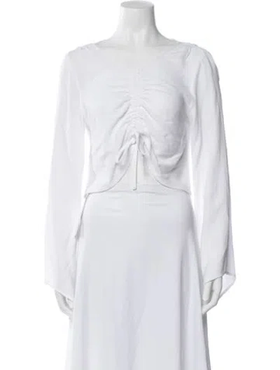 Pre-owned Bumpsuit V-neck Long Sleeve Crop Top In White