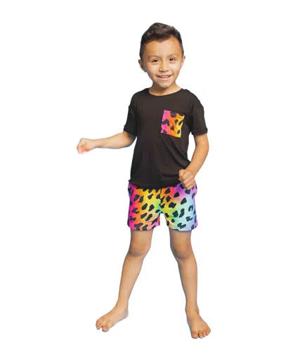 Bums & Roses 2pc Wild About Hue Short Sleeve Pocket T-shirt & Short Set In Multi