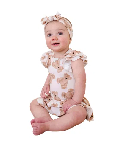 Bums & Roses Bear Hugs Cap Sleeve Ruffle Dress In Pink