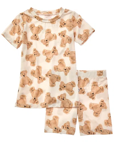 Bums & Roses Bear Hugs Short Sleeve Pajama Short Set In Multi