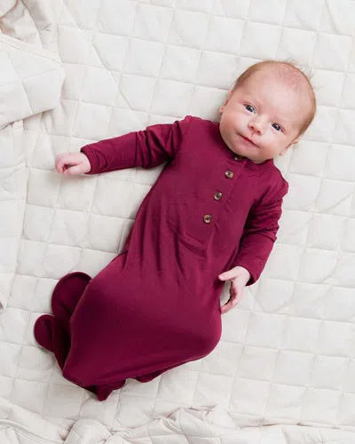 Bums & Roses Berry Dramatic Knotted Gown In Burgundy